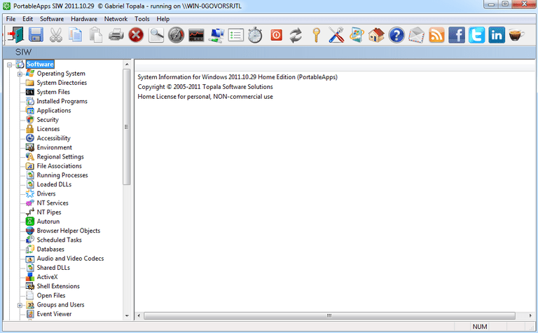 Screenshot of SIW in Windows