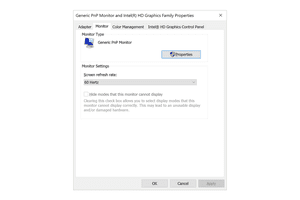 Screenshot of the Screen Refresh Rate Setting in Windows 10