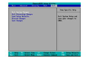 Screenshot of a BIOS Setup Utility Exit Menu