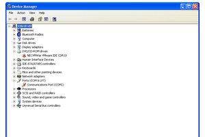 Screenshot of the Windows XP Device Manager showing a red x on two devices