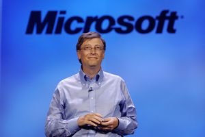 A photo of Microsoft chairman Bill Gates at the 40th annual Consumer Electronics Show