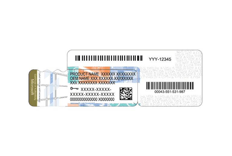 Image of a Windows 8 Certificate of Authenticity