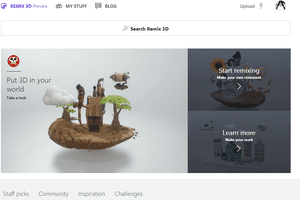 Screenshot of the Remix 3D website