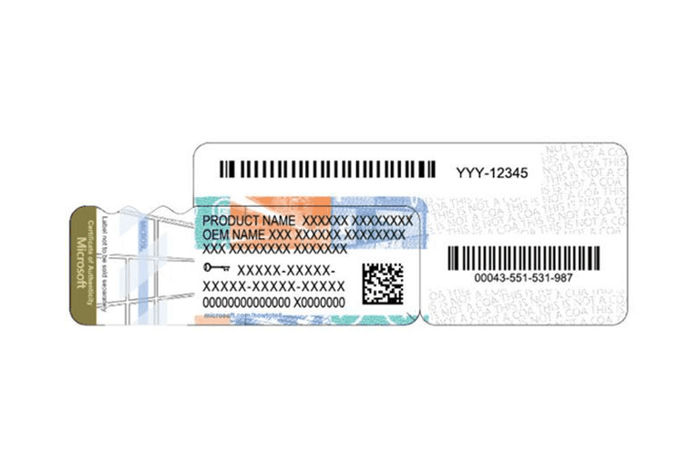 Image of a Windows 8 Certificate of Authenticity