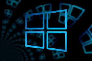 Picture of the Windows logo on a black and blue screen