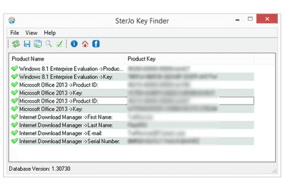 Screenshot of SterJo Key Finder in Windows 8