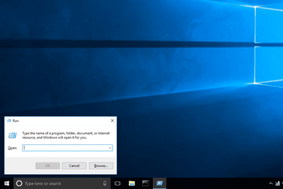 Screenshot of the Windows 10 Run dialog box