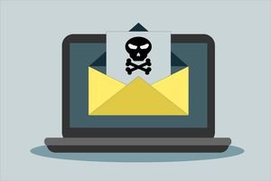 An illustration indicating an unsafe email on a laptop that needs to have a secure email service.