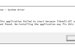 Screenshot of the libxml2.dll error message