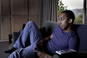 Man playing video games.