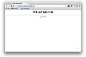Screenshot of a 502 Bad Gateway Error in a web browser