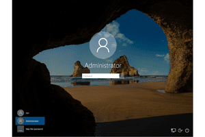 Screenshot of the Administrator login prompt in Windows 10