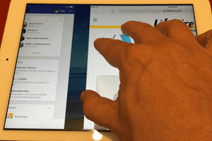 A multitouch gesture on the iPad.