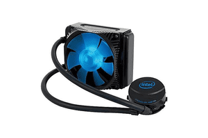 Picture of a blue and black Intel cooling fan