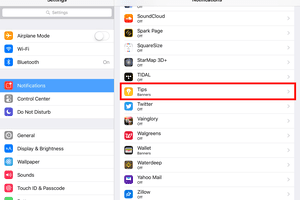 Screenshot of iPad Notifications