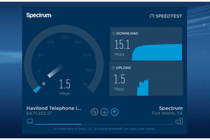 Screenshot of the Spectrum/Charter internet speed test