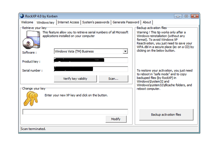 Screenshot of RockXP v4.0 in Windows Vista