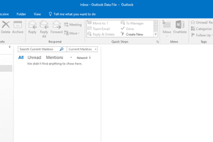 Screenshot of the Outlook 2016 Ribbon