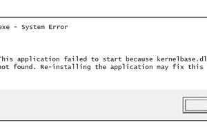 Screenshot of a Kernelbase.dll Error Message in Windows 10