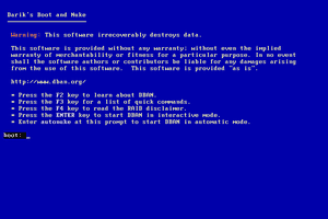 Screenshot of the DBAN hard drive wiping program