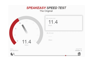 Screenshot of an internet speed test at Speakeasy