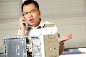Photo of a man talking to tech support