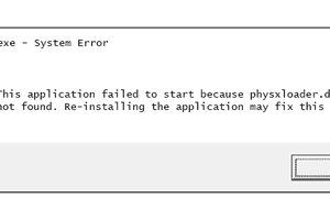 Screenshot of a physxloader DLL error message in Windows
